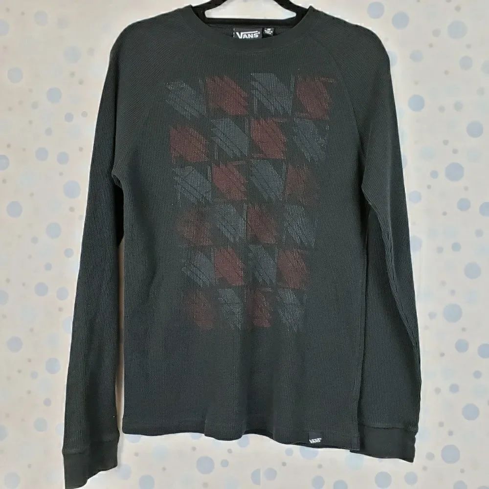 Van's black patterned long sleeve thermal